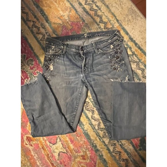 Seven 28 Josefina Embellished Skinny Boyfriend Jeans Distressed Button Front - Picture 7 of 12